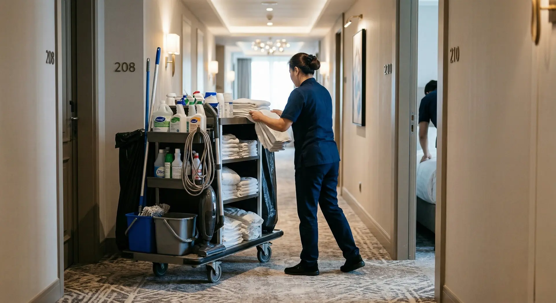 Camera d'albergo a Parma perfettamente ordinata e sanificata dopo il servizio di housekeeping professionale